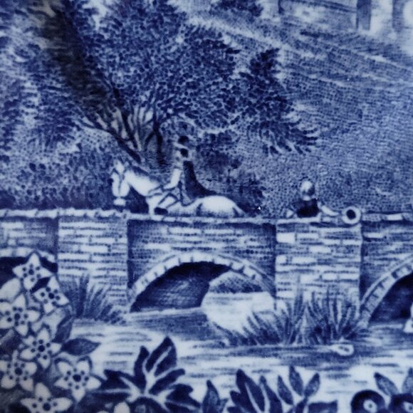 Vtg J & G Meakin Haddon Hall Scene Saucer, Blue & White English Ironstone Plate - Picture 3 of 7